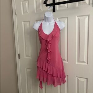 Glamorous Fuchsia Halter Dress